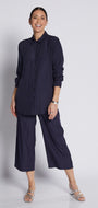 Barbe Lustre technical cropped drawstring pant in navy