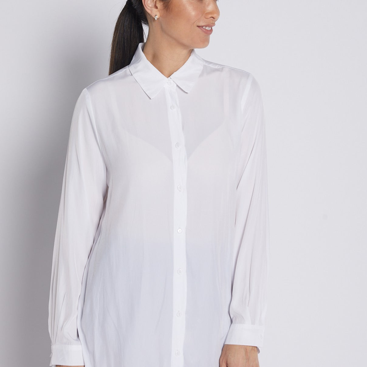 Silky Technical Collared Shirt in White