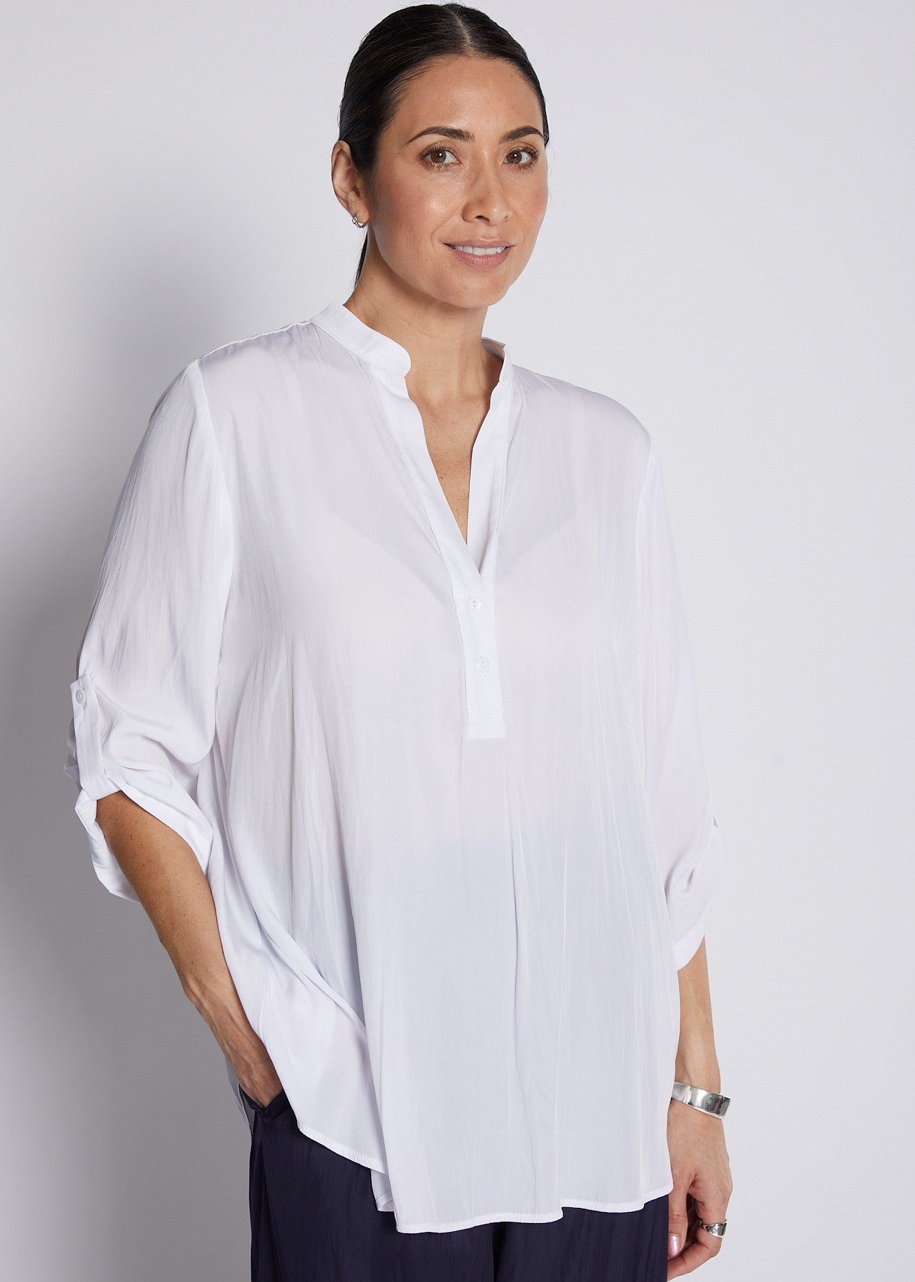 India Lustre technical tunic in white
