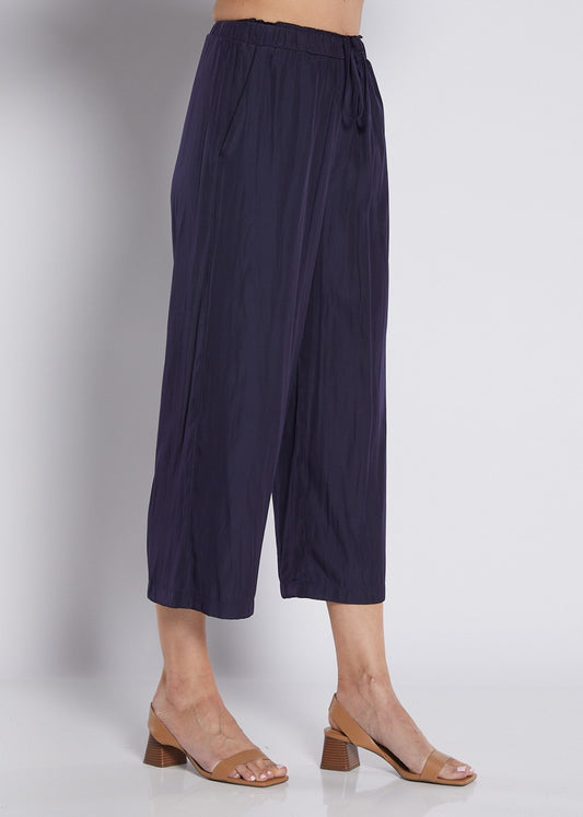 Barbe Lustre technical cropped drawstring pant in navy