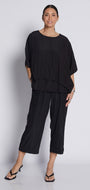 Barbe Lustre technical cropped drawstring pant in black