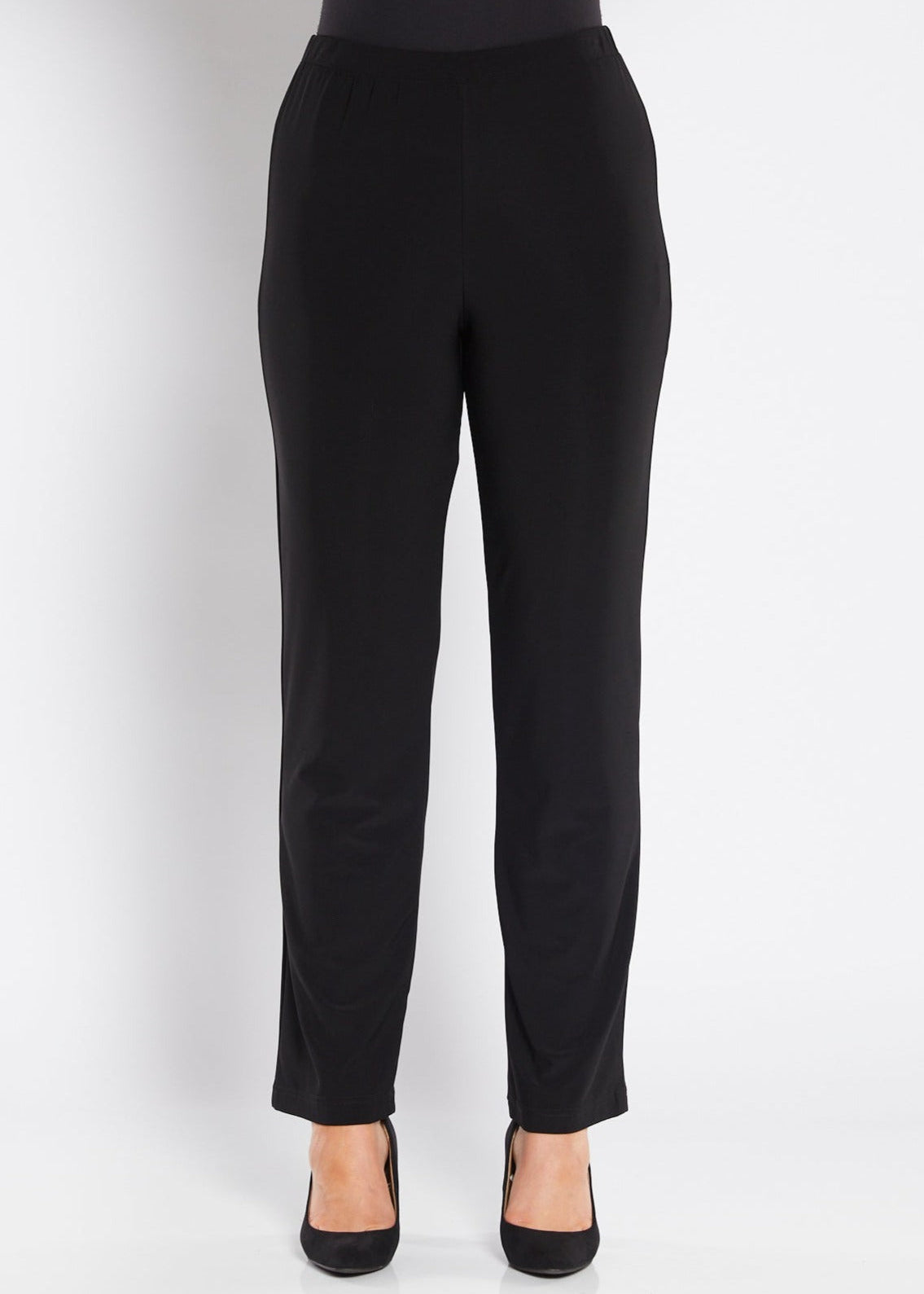 Linear Jersey Women's full length straight leg pants in black.