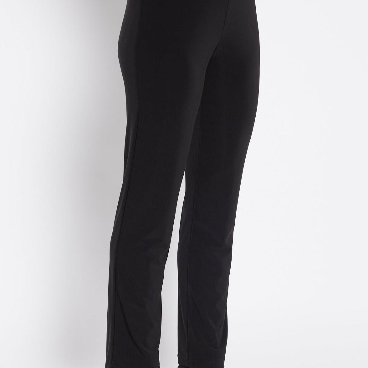Linear Jersey Women's full length straight leg pants in black.