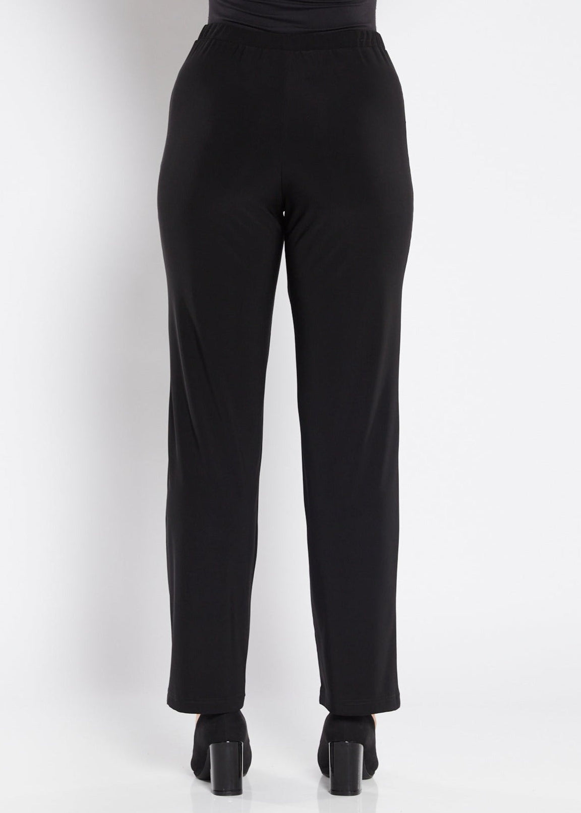 Linear Jersey Women's full length straight leg pants in black.