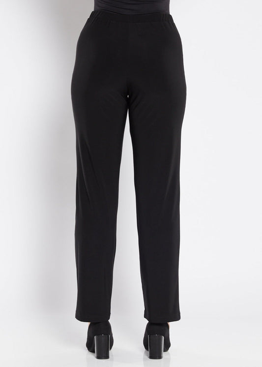 Linear Jersey Women's full length straight leg pants in black.