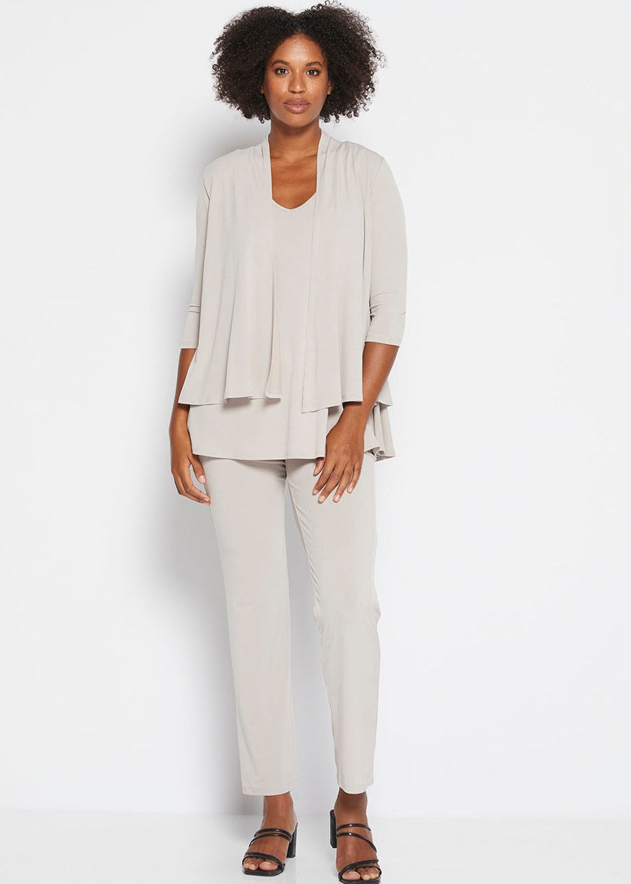 Linear Jersey Pant Women's full length straight leg pants in Champagne.