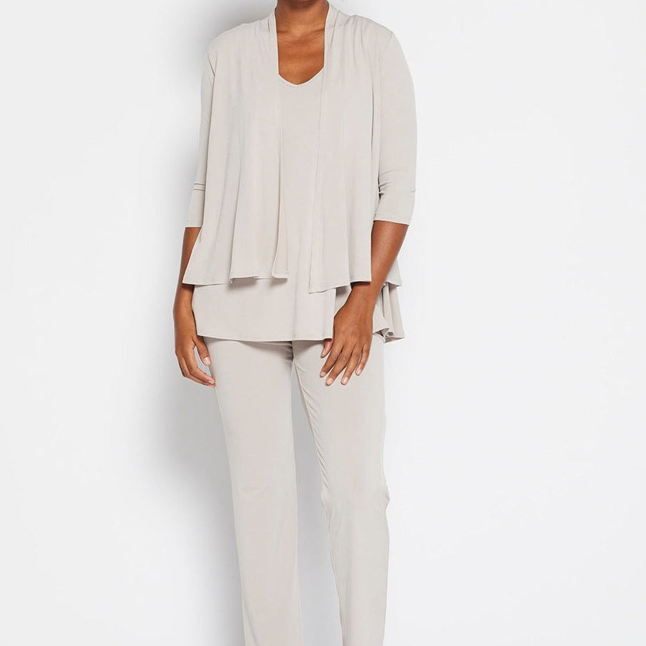 Linear Jersey Pant Women's full length straight leg pants in Champagne.