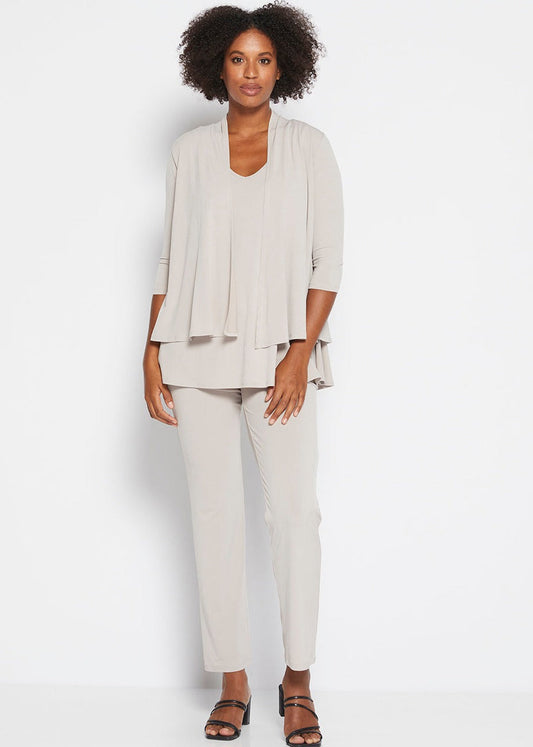 Linear Jersey Pant Women's full length straight leg pants in Champagne.