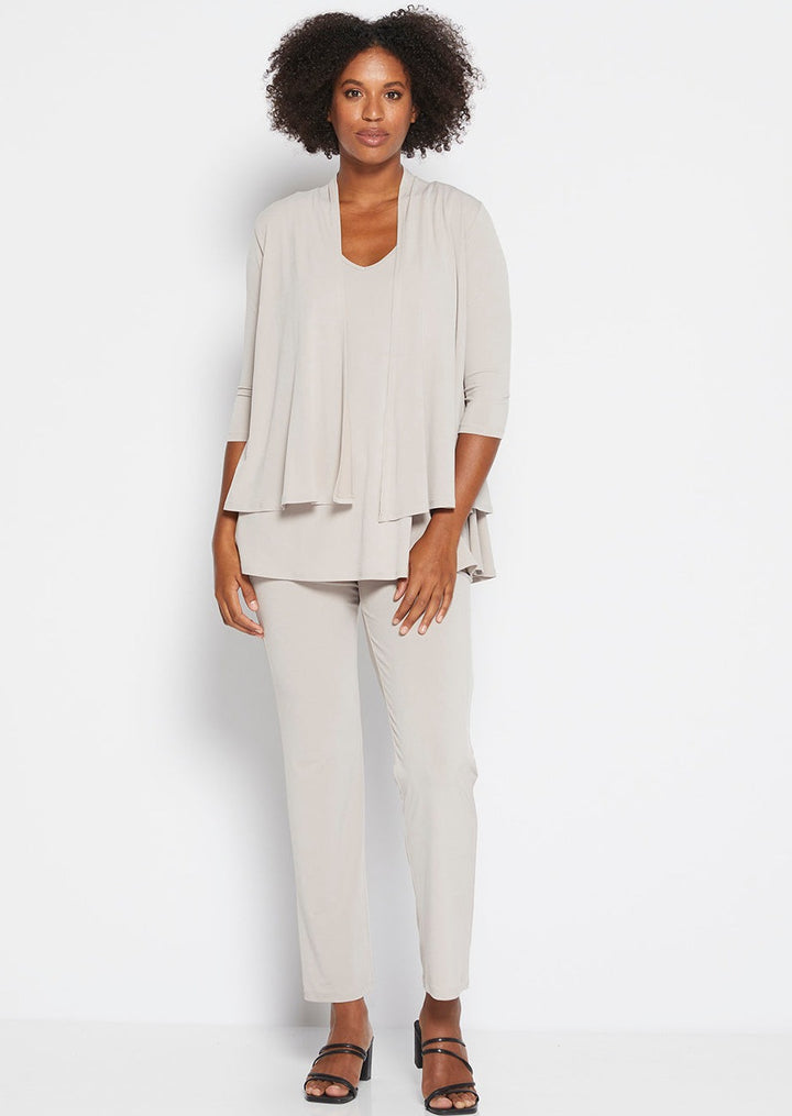 Linear Jersey Pant Women's full length straight leg pants in Champagne.
