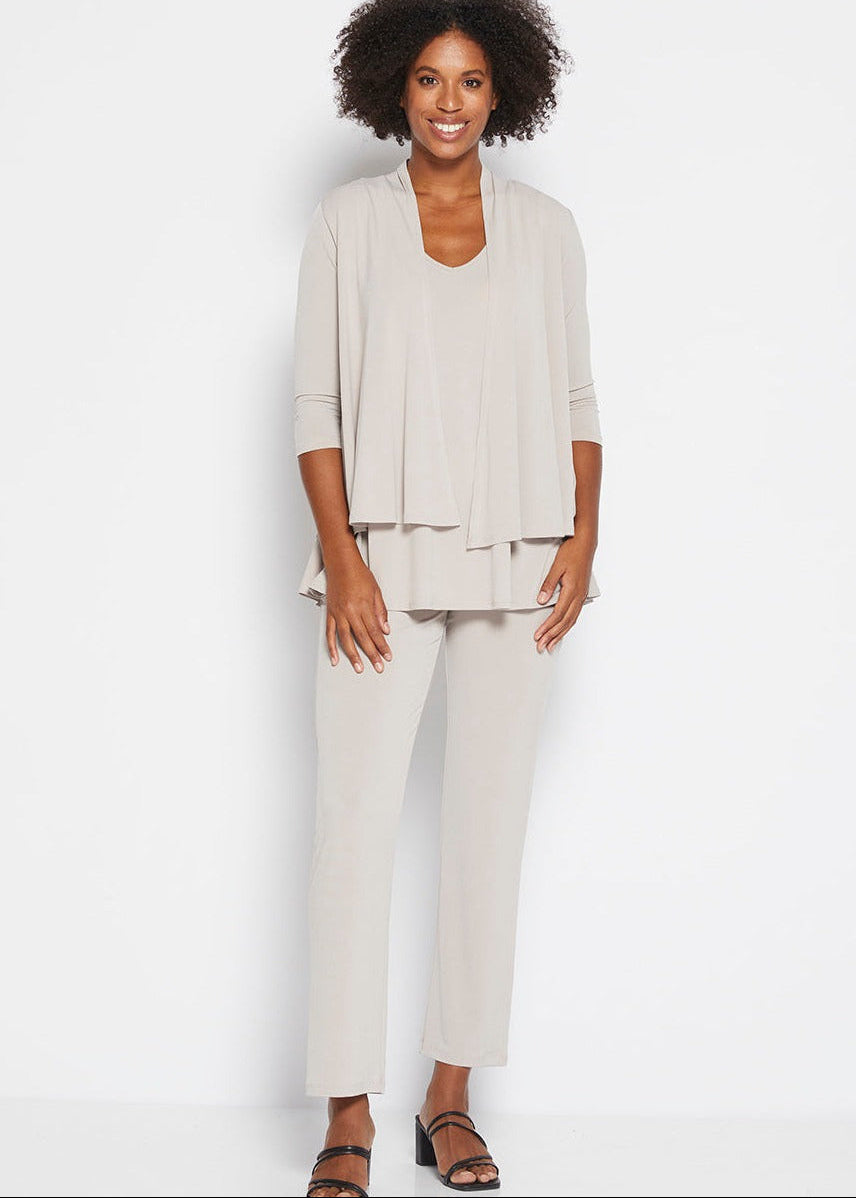 Linear Jersey Pant Women's full length straight leg pants in Champagne.