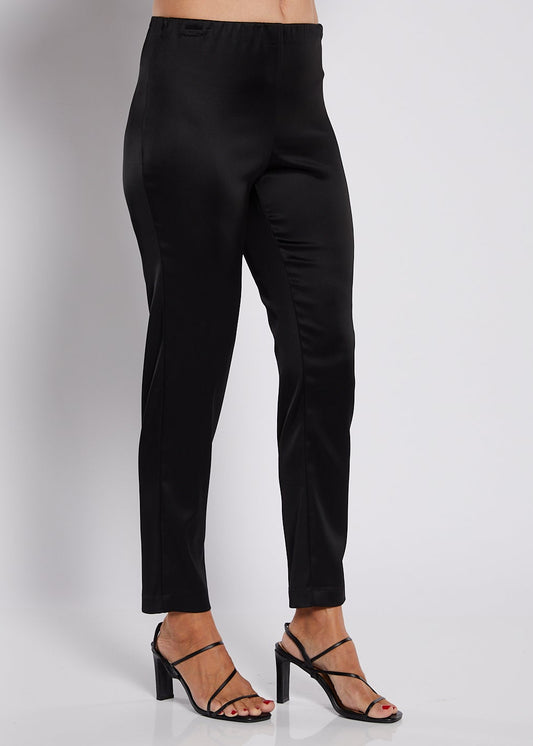 Madonna stretch satin pants in black