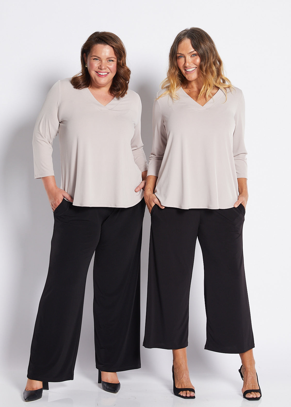 Jersey V Neck Swing Top in Neutral