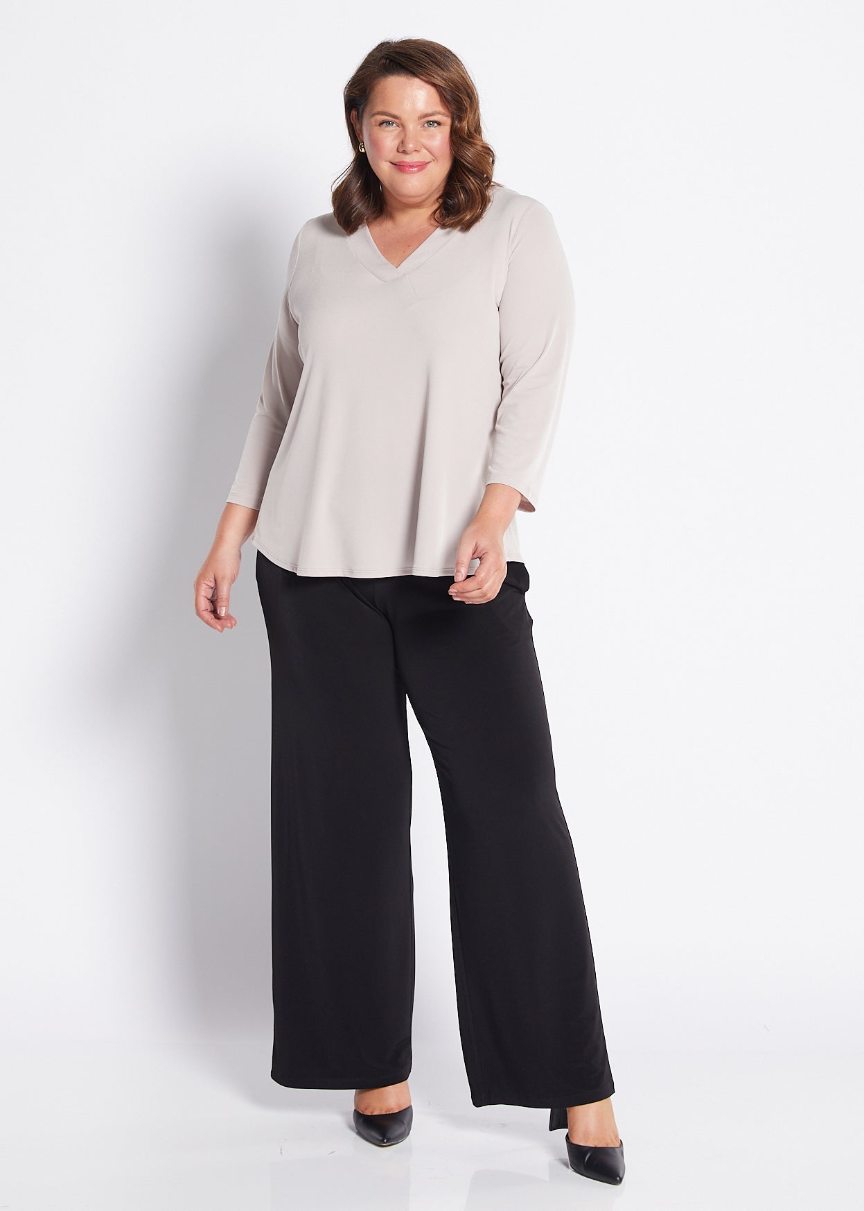 Jersey Wide Leg Pant with Pockets in Black