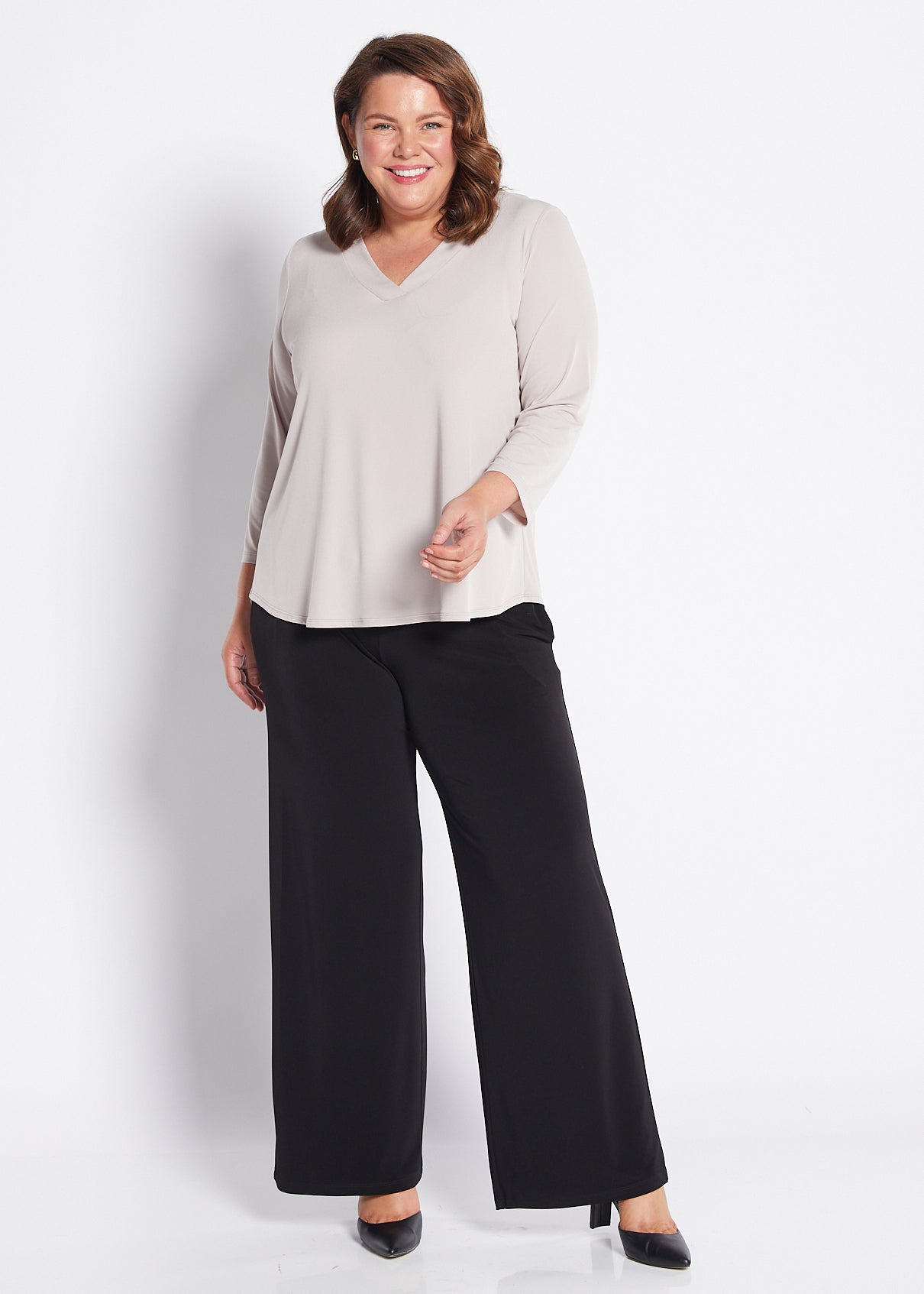 Jersey Wide Leg Pant with Pockets in Black
