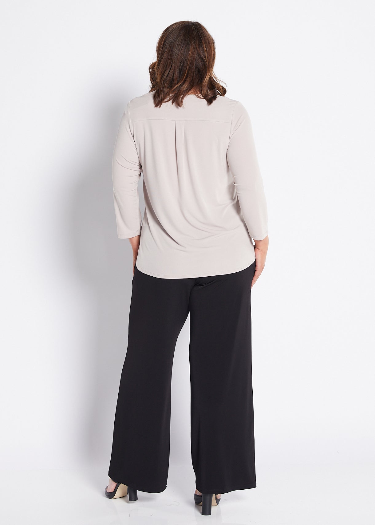 Jersey Wide Leg Pant with Pockets in Black