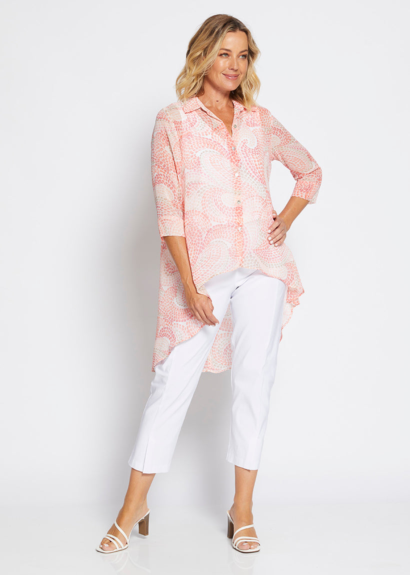 Aurelia Vintage chiffon hi lo blouse in Mosaic
