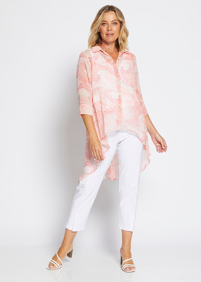 Aurelia Vintage chiffon hi lo blouse in Mosaic