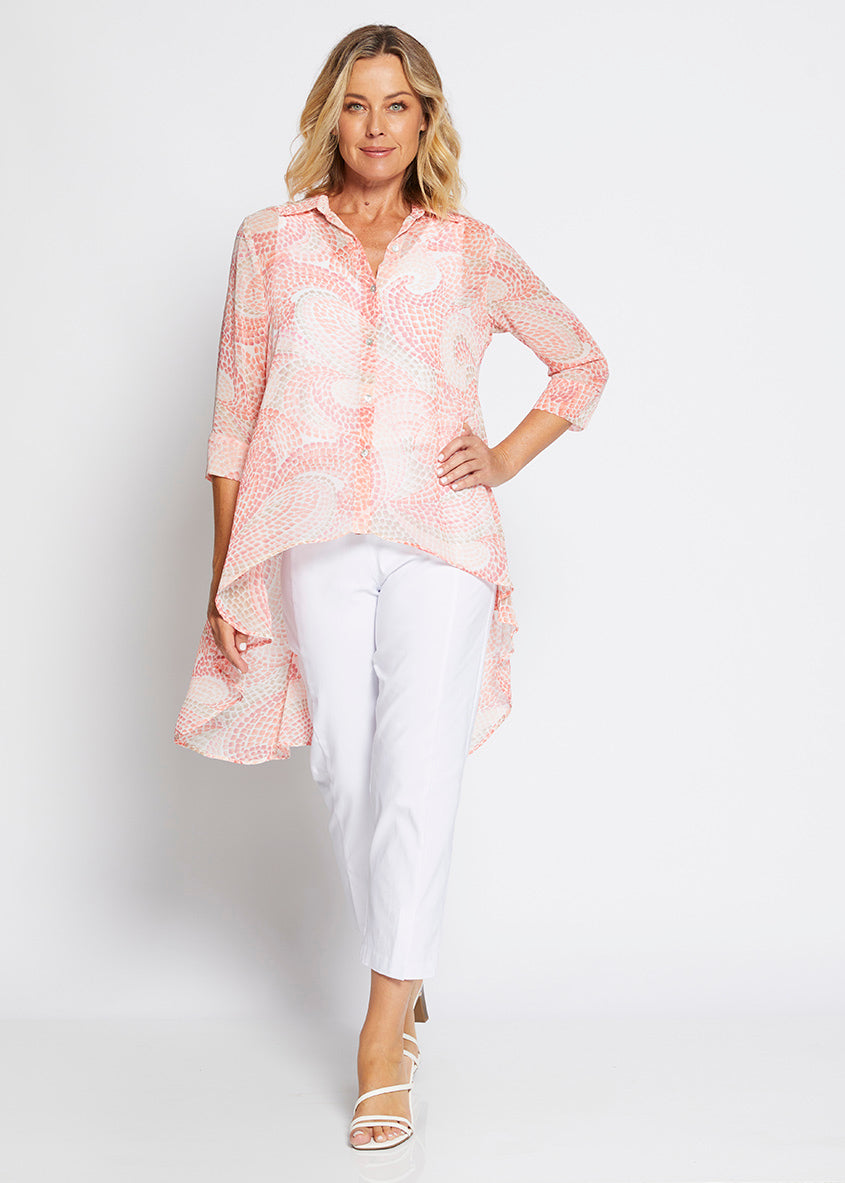 Aurelia Vintage chiffon hi lo blouse in Mosaic