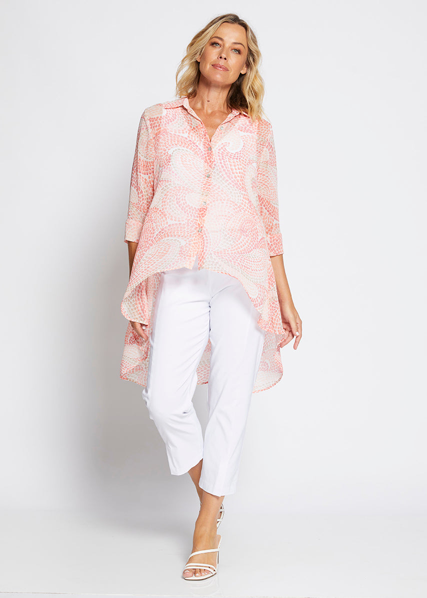 Aurelia Vintage chiffon hi lo blouse in Mosaic