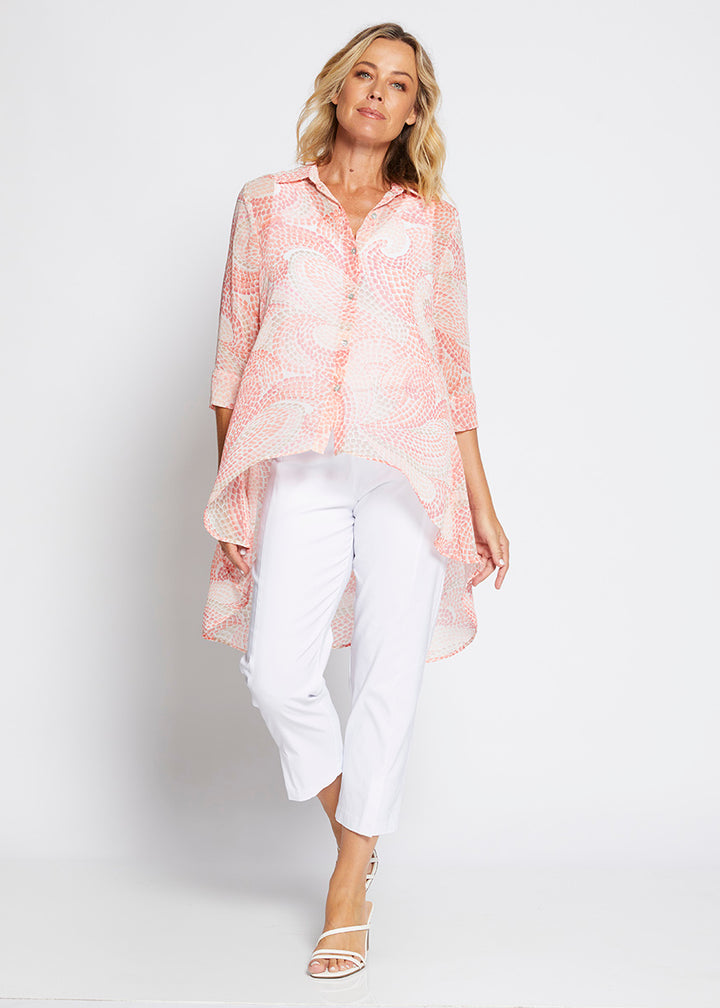 Aurelia Vintage chiffon hi lo blouse in Mosaic