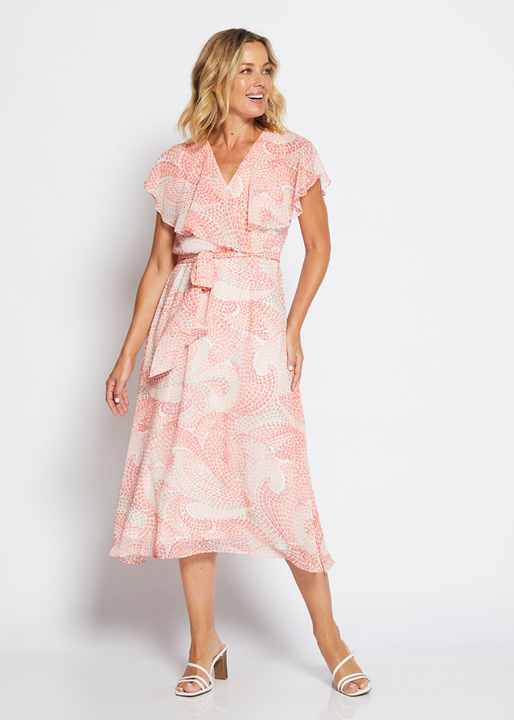 Chicago Vintage chiffon flutter dress in Mosaic