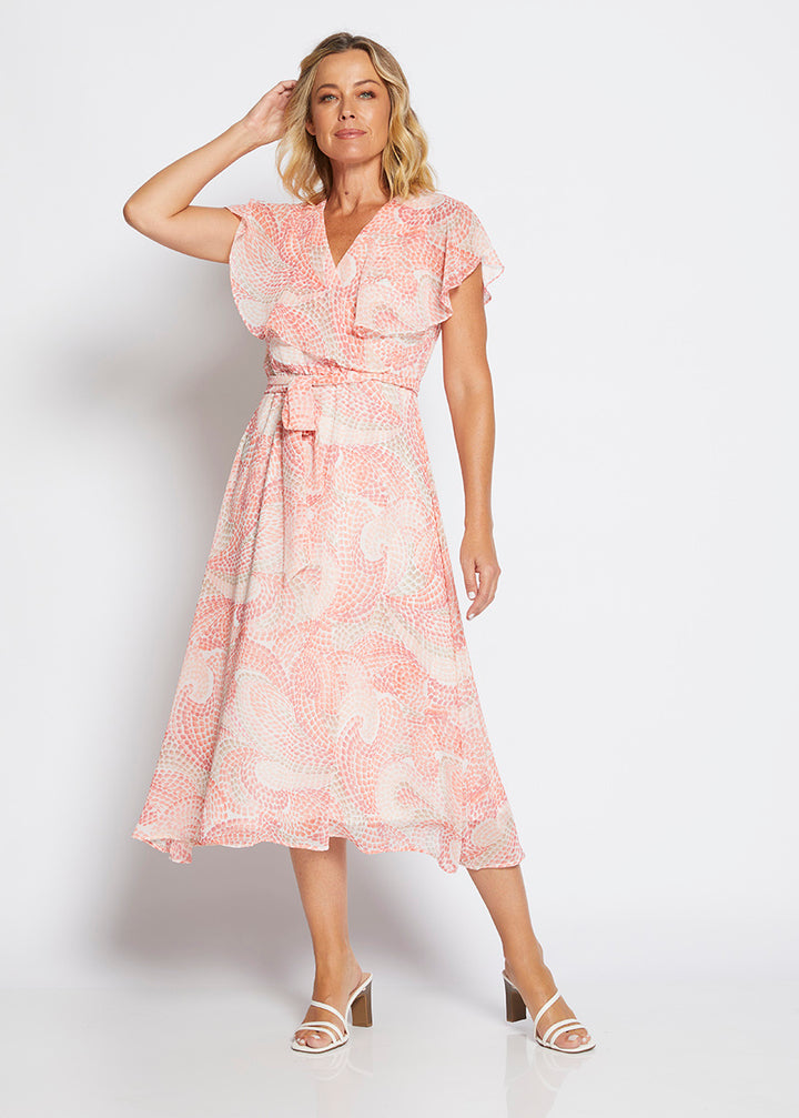 Chicago Vintage chiffon flutter dress in Mosaic