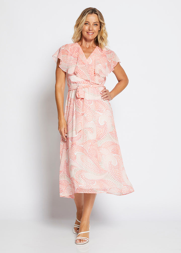 Chicago Vintage chiffon flutter dress in Mosaic