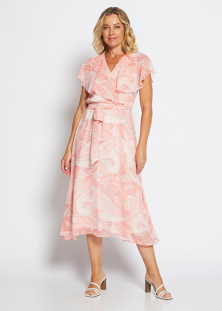 Chicago Vintage chiffon flutter dress in Mosaic