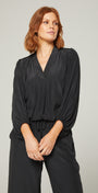Maple Lustre Women's Blouse with billow sleeves in Black.