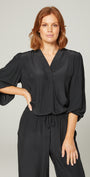 Maple Lustre Women's Blouse with billow sleeves in Black.