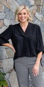 Maple Lustre Women's Blouse with billow sleeves in Black.