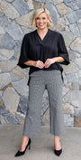 Maple Lustre Women's Blouse with billow sleeves in Black.