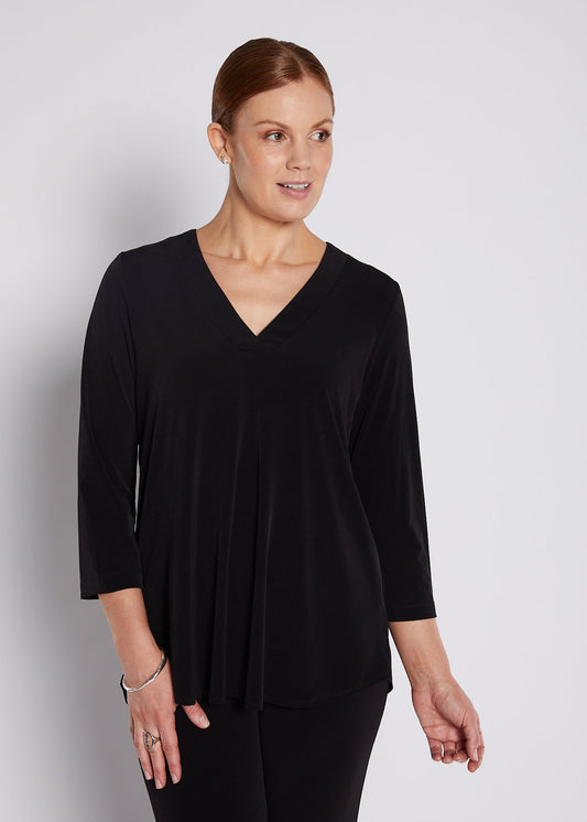 Milla Foundation slinky jersey top in black, slow fashion made in Australia by Philosophy Australia