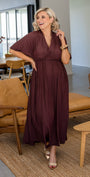 Philosophy Australia Misty Lustre kaftan dress - chocolate, made in Australia