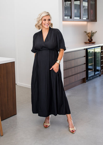 Misty Lustre kaftan dress in black – Philosophy Australia