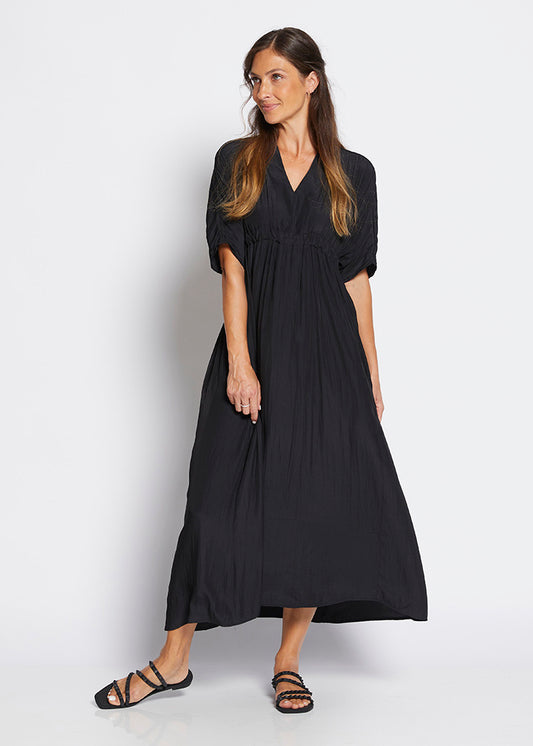 Misty Lustre kaftan dress in black