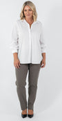 Narrow Miracle Bengaline Women's full-length slim-cut pants in bark neutral.