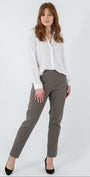 Narrow Miracle Bengaline Women's full-length slim-cut pants in bark neutral.