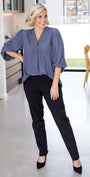 Narrow Miracle Bengaline Women's full length slim cut black pants.