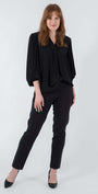 Narrow Miracle Bengaline Women's full length slim cut black pants.