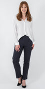 Narrow Miracle Bengaline Women's full-length slim-cut in french navy pants.