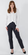 Narrow Miracle Bengaline Women's full-length slim-cut in french navy pants.