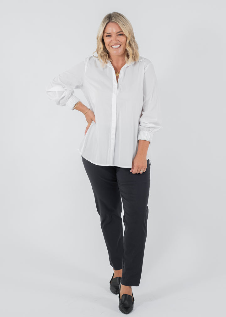 Narrow Miracle Bengaline Women's full-length slim-cut ink navy pants.