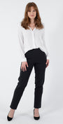 Narrow Miracle Bengaline Women's full-length slim-cut ink navy pants.