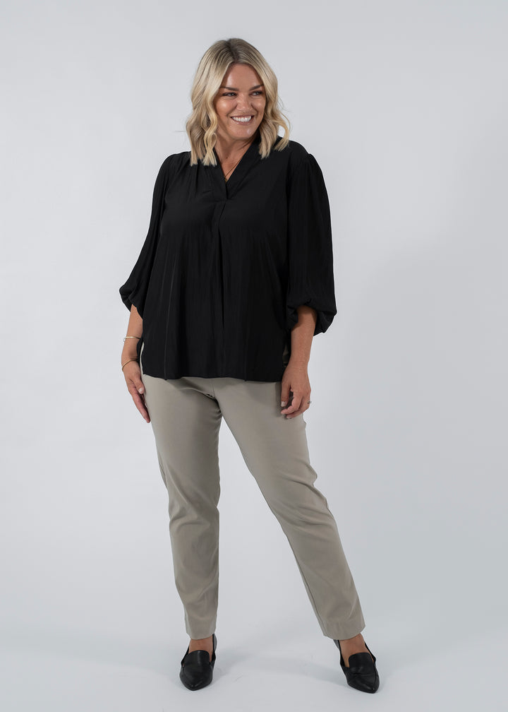 Narrow Miracle Bengaline Women's full-length slim-cut pants in raffia.