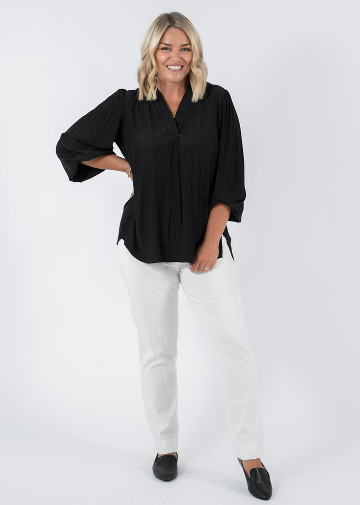 Narrow Miracle Bengaline Women's full-length slim-cut pants in white.