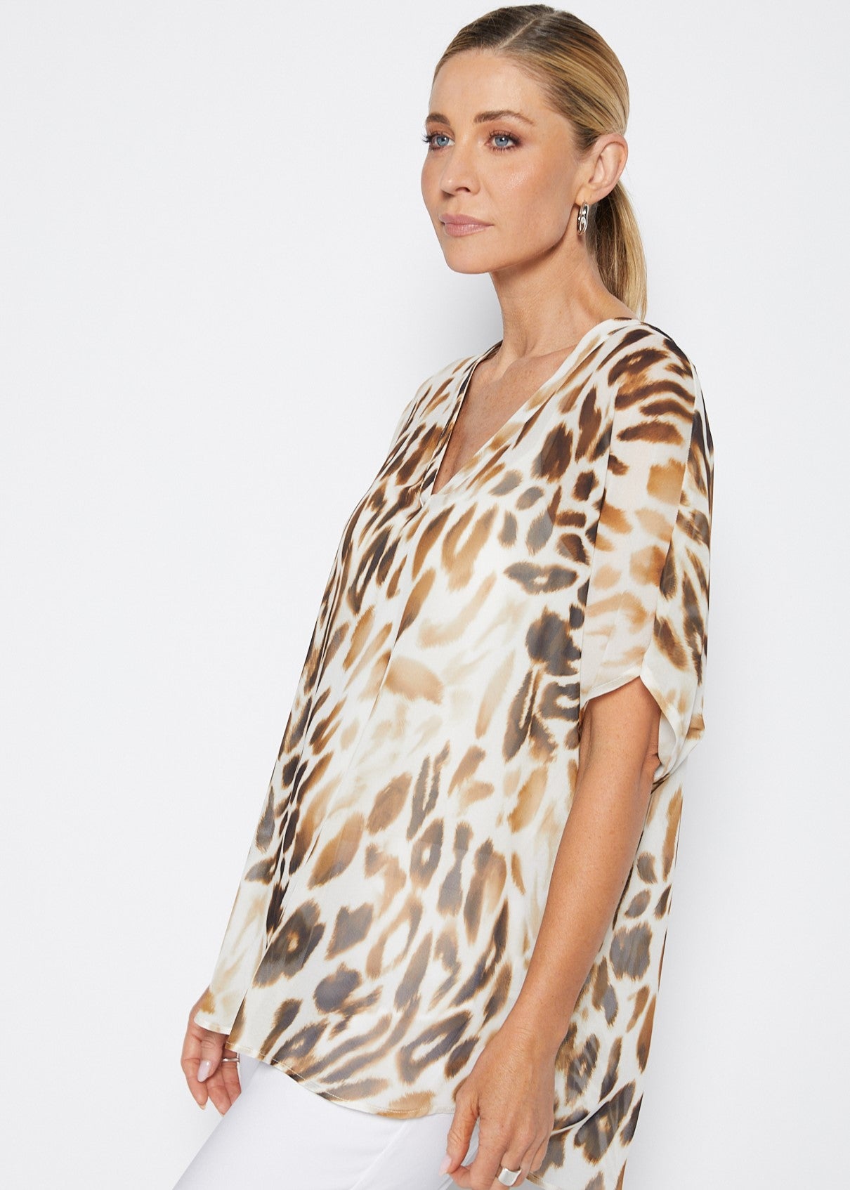 Cathie Vintage chiffon blouse in Panthera print