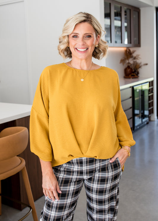 Origin Resort hammered crepe top in Gold