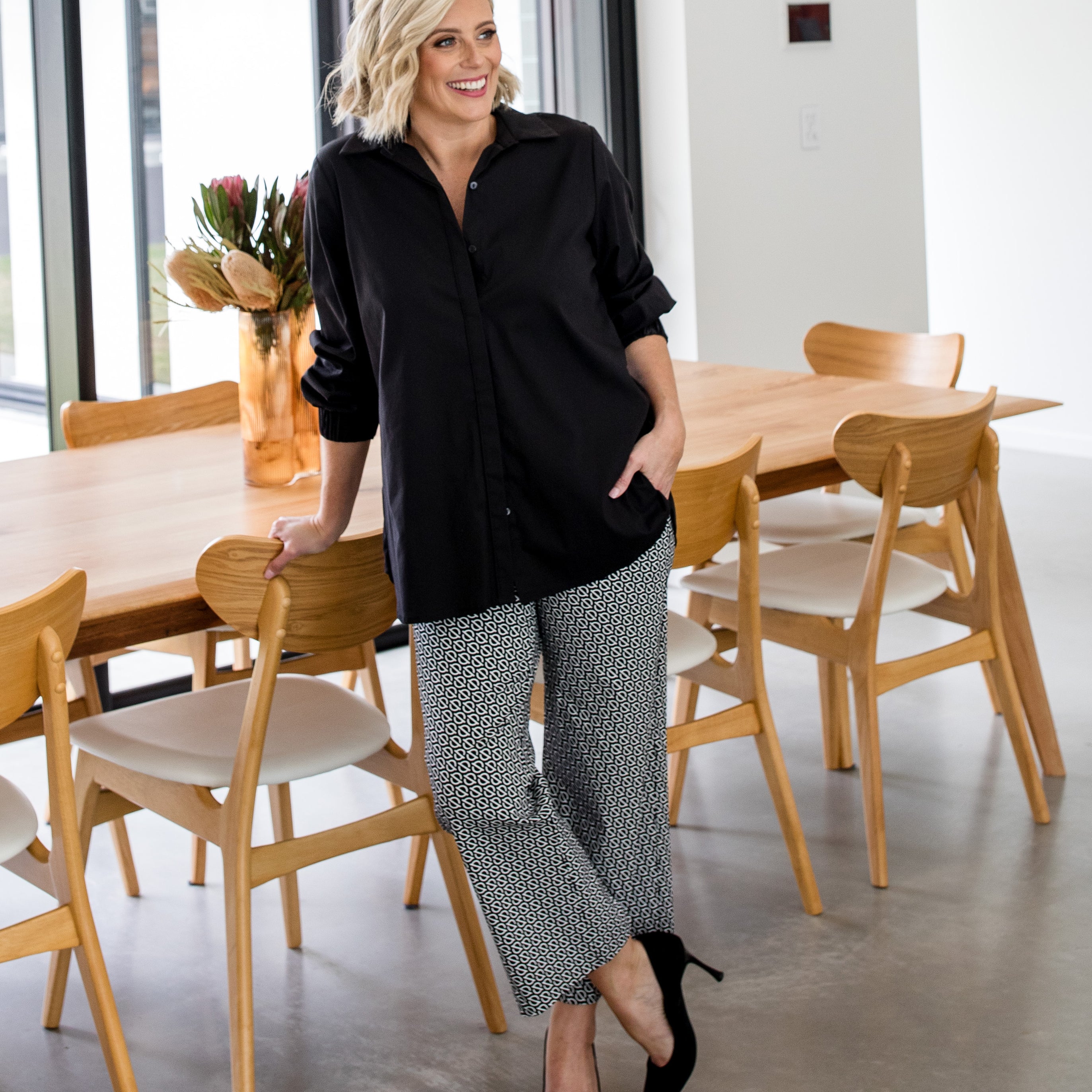 Ticket Printed Bengaline Culotte in Signature Black