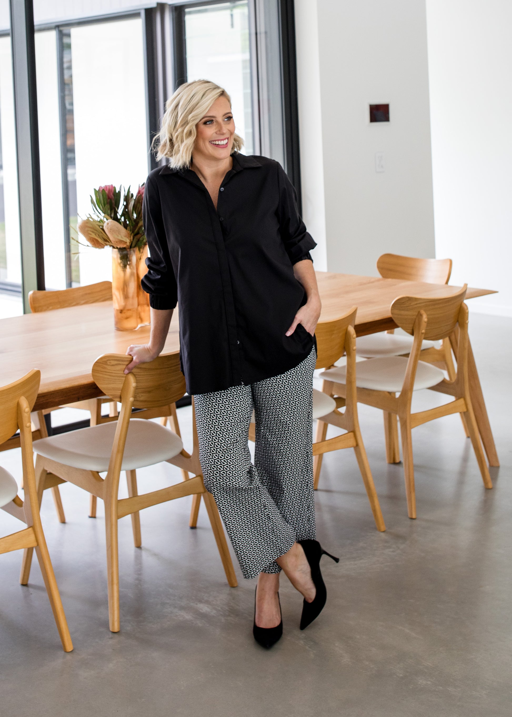 Ticket Printed Bengaline Culotte in Signature Black